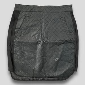SEXY SIX CRISP DAYS QUILTED VEGAN LEATHER MOTO MOB WIFE MINI SKIRT BLACK SIZE M